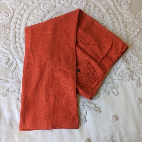 Harve Benard 100% orange linen pants lightweight size 12 EUC cottagecore - Picture 1 of 6